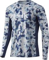 🎣 huk men's iconx camo hoodie: upf 50+ long-sleeve fishing shirt logo