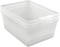 🗄️ set of 3 clear large plastic storage organization bins basket by qsbon logo