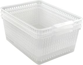 img 4 attached to 🗄️ Set of 3 Clear Large Plastic Storage Organization Bins Basket by Qsbon