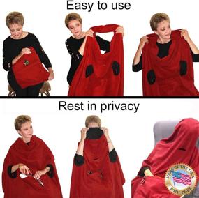 img 2 attached to The Smart Blanket 6-in-1: Throw, Pillow, Foot Warmer, Privacy Hood, Pouch Pocket | Made in USA | SM/MED | Burgundy