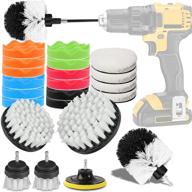 🚗 soft white car wash kit - 25 piece drill brush and buffing sponge pads set - goh dodd power scrubber for auto, boat, motorcycle - wheel, carpet, interior detail brush with long reach attachment (white) logo