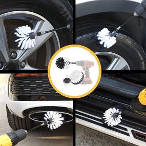 img 1 attached to 🚗 Soft White Car Wash Kit - 25 Piece Drill Brush and Buffing Sponge Pads Set - GOH DODD Power Scrubber for Auto, Boat, Motorcycle - Wheel, Carpet, Interior Detail Brush with Long Reach Attachment (White)