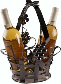 img 4 attached to Clever Creations Vintage Figurine Wine Bottle Holder | Metal Wine Rack Décor for Tables, Shelves, and Countertops | Functional Fruit Basket