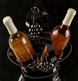 img 2 attached to Clever Creations Vintage Figurine Wine Bottle Holder | Metal Wine Rack Décor for Tables, Shelves, and Countertops | Functional Fruit Basket