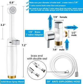 img 2 attached to 🚽 SonTiy Handheld Bidet Sprayer for Toilet – White Cloth Diaper Sprayer with Adjustable Pressure Control – Solid Brass Bathroom Jet Spray – Enhance Personal Hygiene