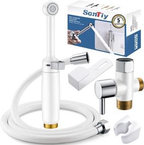 img 4 attached to 🚽 SonTiy Handheld Bidet Sprayer for Toilet – White Cloth Diaper Sprayer with Adjustable Pressure Control – Solid Brass Bathroom Jet Spray – Enhance Personal Hygiene