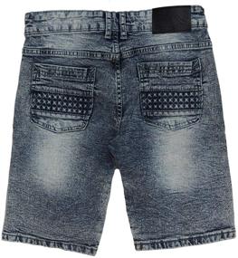 img 1 attached to X RAY Kids Moto Biker Slim Fit 👖 Denim Shorts for Boys - Stretch Washed & Distressed Design