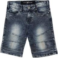 x ray kids moto biker slim fit 👖 denim shorts for boys - stretch washed & distressed design logo