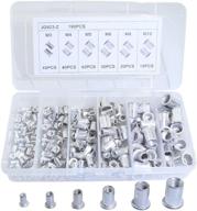 190pcs boeray metric aluminum alloy flat head rivet nut insert cap rivet nut set, alumium rivnut assortment sizes m3 m4 m5 m6 m8 m10 logo