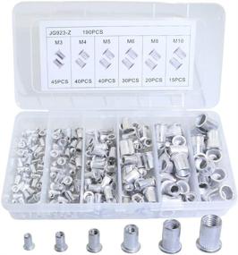 img 4 attached to 190PCS Boeray Metric Aluminum Alloy Flat Head Rivet Nut Insert Cap Rivet Nut Set, Alumium Rivnut Assortment Sizes M3 M4 M5 M6 M8 M10