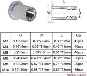 img 3 attached to 190PCS Boeray Metric Aluminum Alloy Flat Head Rivet Nut Insert Cap Rivet Nut Set, Alumium Rivnut Assortment Sizes M3 M4 M5 M6 M8 M10