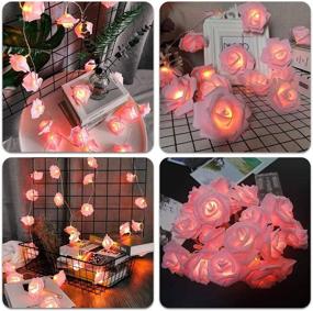 img 4 attached to 🌹 Pink LED Rose Flower String Lights: 14.7 ft Fairy Light Garland for Romantic Decor, Holiday, Wedding, Valentine's, Birthday, Christmas