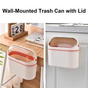 img 2 attached to 🗑️ Orange LALASTAR Desktop Trash Can with Lid - Mini Garbage Can for Desk, Small Office Countertop Wastebasket, Mountable Tiny Bin for RV, Dorm, Freezer, Laundry, and More