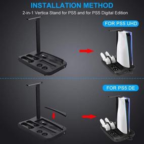 img 2 attached to 🎮 Ultimate Vertical Charging Stand for PS5 with Cooling Fan, Dual Controller Charge Station, P-Move Controller Charger, VR Converter, and Storage Stand