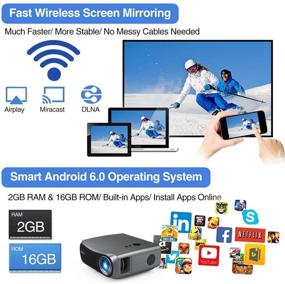 img 3 attached to 📽️ Smart Home Theater LCD Projector - Dual 5G WiFi, Bluetooth, Android OS, 200 Inch Large Display, Native 1080P, Support 4K Screen Mirroring, Zoom - for Laptop, PC, TV Stick, DVD, PS4 - HDMI, USB