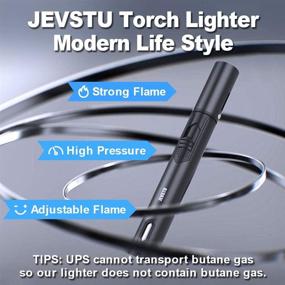 img 3 attached to 🔥 JEVSTU Torch Lighter with Fuel Level Window for Candle, Adjustable Fire Jet Torch Windproof Lighter Long for Grill Cooking Survival, Mini Men Gifts, Black (Lighter Fluid not Included)