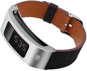 img 3 attached to 🔗 DuiGong Leather Strap for Garmin Vivofit 1-2 with Stainless Steel Protector Case - S/M & M/L (Black)