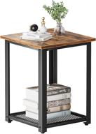 🪑 cubicubi rustic end table with mesh shelf - industrial accent table for living room or bedroom - sturdy metal frame & easy assembly - deep brown logo