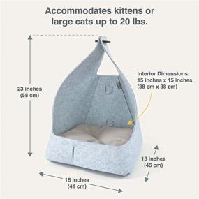 img 2 attached to 🐱 WISKI Ray Modern Felt Cat Bed: Stylish Comfort and Security for Large Cats, Kittens, and Small Dogs - Travel-Friendly, Collapsible Design - 23x16x18, Light Grey