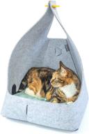 🐱 wiski ray modern felt cat bed: stylish comfort and security for large cats, kittens, and small dogs - travel-friendly, collapsible design - 23x16x18, light grey logo