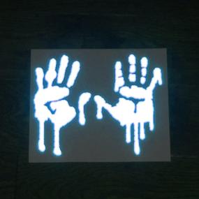 img 2 attached to 🤘 High Intensity Grade Reflective Bloody/Dripping Hands Decals for Helmets, Windscreens, Rear Windows, Bumper Stickers - Blue (3 inches Height)