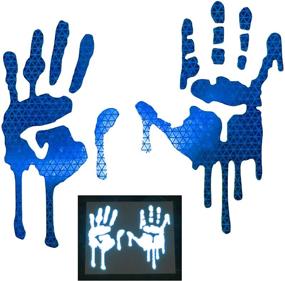 img 4 attached to 🤘 High Intensity Grade Reflective Bloody/Dripping Hands Decals for Helmets, Windscreens, Rear Windows, Bumper Stickers - Blue (3 inches Height)