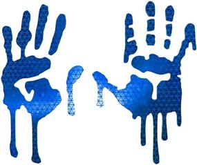 img 3 attached to 🤘 High Intensity Grade Reflective Bloody/Dripping Hands Decals for Helmets, Windscreens, Rear Windows, Bumper Stickers - Blue (3 inches Height)