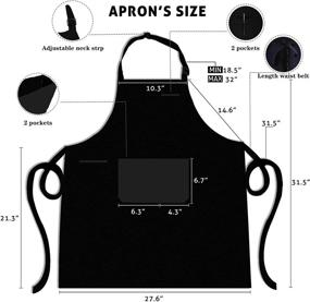 img 1 attached to 🎁 Water and Oil Stain Resistant Funny Aprons for Men - Adjustable Bibs with 2 Pockets, Adjustable Length Waist Tie - Ideal for Kitchen, Cooking, BBQ - Perfect Birthday, Christmas, Thanksgiving Gift for Husband, Dad, Mom, Wife