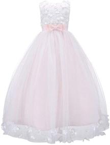 img 4 attached to 👗 Bow Wedding Bridesmaid Dresses - Dreamy Evening Attire for Girls' Clothing