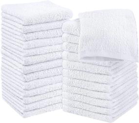 img 4 attached to 🛁 Premium Quality White Cotton Washcloths - Pack of 24 - 100% Ring-Spun Cotton, Highly Absorbent and Soft - Ideal Face Cloths and Fingertip Towels
