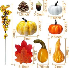 img 2 attached to 🎃 120Pcs Artificial Fall Thanksgiving Pumpkins Home Decorations - 10 Pumpkin, 60 Maple Leaves, 15 Pinecone, 30 Acorns, 5 Berry, Vegetable Decoration for Fall Thanksgiving Halloween Table Decor