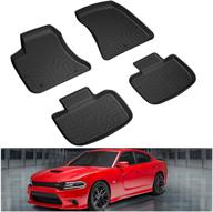 🔥 all-weather kiwi master floor mats for 2011-2021 dodge charger rwd / chrysler 300 rwd: convenient accessories for ultimate protection - front & 2nd 2 row seat tpe slush liner in black logo