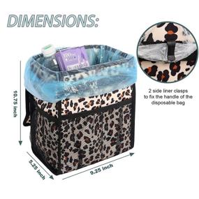 img 3 attached to 🗑️ Leak-proof Car Trash Can with Lid, Waterproof Car Garbage Bin for SUV Front Seat - Multipurpose Car Hanging Bag with Headrest Attachment, Collapsible & Portable, Storage Mesh Pocket Included - Leopard Print