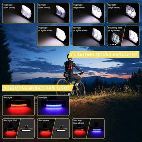 img 2 attached to 🚲 USB Rechargeable Bike Lights - BSTiltion 4 LEDs, Waterproof Bicycle Lights Set for Front and Back, 5000mAh Bike Headlight and Tail Light, Easy Mounting, 7 Light Modes - LED Cycling Accessories