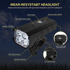 img 3 attached to 🚲 USB Rechargeable Bike Lights - BSTiltion 4 LEDs, Waterproof Bicycle Lights Set for Front and Back, 5000mAh Bike Headlight and Tail Light, Easy Mounting, 7 Light Modes - LED Cycling Accessories