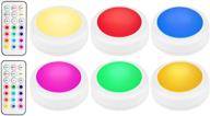 🔦 alivation under cabinet led lighting - battery operated puck lights (set of 6) with remote control - kitchen closet lights - stick on 13 color changing lights - touch push tap lights логотип