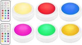 img 4 attached to 🔦 Alivation Under Cabinet LED Lighting - Battery Operated Puck Lights (Set of 6) with Remote Control - Kitchen Closet Lights - Stick on 13 Color Changing Lights - Touch Push Tap Lights