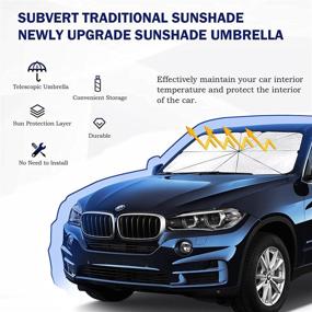 img 3 attached to 🌞 Ultimate Car Windshield Sun Shade Umbrella: Foldable, Portable & UV Protective (57''x 31'')