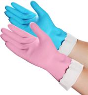 🧤 reusable cleaning gloves for household - latex-free kitchen dishwashing gloves with waterproof, non-slip design and cotton lining (medium size, 2 color options) logo