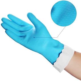 img 2 attached to 🧤 Reusable Cleaning Gloves for Household - Latex-Free Kitchen Dishwashing Gloves with Waterproof, Non-Slip Design and Cotton Lining (Medium Size, 2 Color Options)