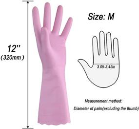 img 3 attached to 🧤 Reusable Cleaning Gloves for Household - Latex-Free Kitchen Dishwashing Gloves with Waterproof, Non-Slip Design and Cotton Lining (Medium Size, 2 Color Options)