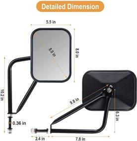 img 3 attached to 🔍 Enhanced Door Off Mirrors for Jeep Wrangler CJ YJ TJ JK JL & Unlimited - Anti-Shake, Wider View Jeep JK Automotive Exterior Mirrors