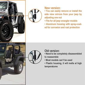 img 1 attached to 🔍 Enhanced Door Off Mirrors for Jeep Wrangler CJ YJ TJ JK JL & Unlimited - Anti-Shake, Wider View Jeep JK Automotive Exterior Mirrors