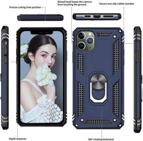 img 3 attached to 📱 LeYi iPhone 11 Pro Max Case with 2 Pack Tempered Glass Screen Protector - Military-Grade Phone Cover & Ring Kickstand for Apple iPhone 11 Pro Max 6.5 inch in Blue