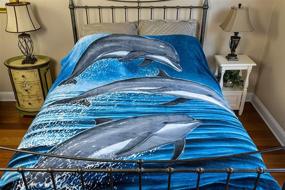 img 2 attached to 🐬 Premium Plush Fleece Blanket - Full/Queen Size (75"x 90") featuring Dolphins