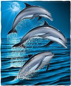 img 3 attached to 🐬 Premium Plush Fleece Blanket - Full/Queen Size (75"x 90") featuring Dolphins