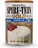 🌱 naturesplus spiru-tein gold shake - vanilla - 1.03 lbs, soy-free vegetarian protein powder - whole food plant based meal replacement - natural sustainable energy - gluten-free - 13 servings with improved seo logo