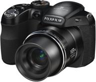 цифровая камера fujifilm с разрешением 14 мегапикселей и оптическим зумом 18x в стильном черном цвете. логотип