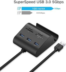 img 2 attached to UGREEN USB Card Reader USB 3.0 Hub with 3-Port SD TF MS M2 Card Adapter, Phone Stand Dock Combo for iMac, MacBook Pro, Air, Retina, Mac Mini, Windows, Surface Pro, IdeaPad, PC, Laptop, Tablet