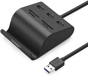 img 4 attached to UGREEN USB Card Reader USB 3.0 Hub with 3-Port SD TF MS M2 Card Adapter, Phone Stand Dock Combo for iMac, MacBook Pro, Air, Retina, Mac Mini, Windows, Surface Pro, IdeaPad, PC, Laptop, Tablet